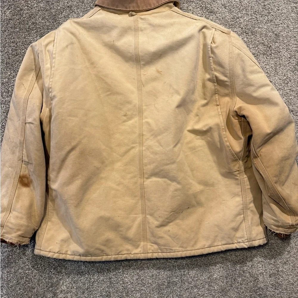 Carhartt Jacket Mens 4XL* Tan Quilt Lined Workwear Duck Canvas Distressed Faded*